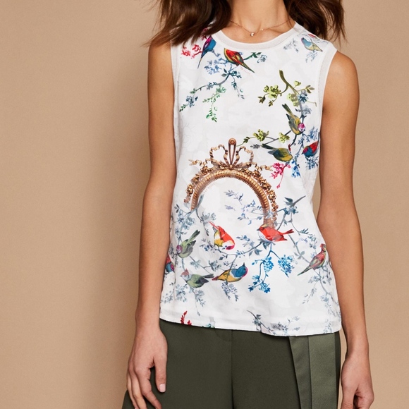 Ted Baker CLOAWE Opulent Fauna Woven Front Top - Picture 2 of 7